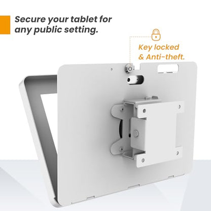 Tablet Wall Mount Compatible with Microsoft Surface Go 1 2 3 4 Anti Theft with Lock Tiltable Adjustable - BSW101WR - color: White