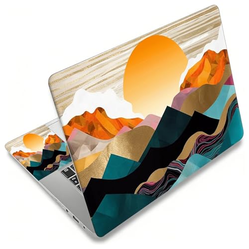 Laptop Skin Sticker Decal, Universal Reusable Vinyl Laptop Cover for 12" 13" 14" 15" 15.4" 15.6" Notebook PC, Reusable Waterproof Scratch-Resistant with 2 Wrist Pads,Art Mountain Abstract Watercolor - color: Art Mountain Abstract Watercolor