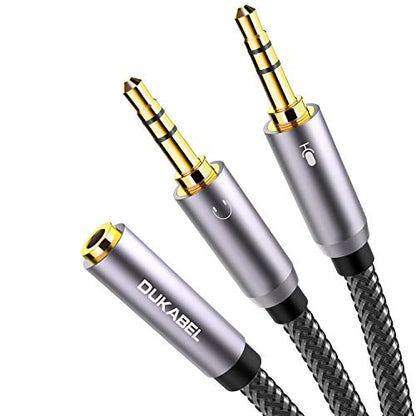 Gold-Plated & Strong Braided Y Splitter Audio Cable - Separate Microphone & Headphone Port Gaming Headset Earphone Adapter - TopSeries (12inch / 30cm) | 24K Gold-Plated, Double Shielding, Connect a TRRS Headset or Mic to Computers with 2 separate micropho