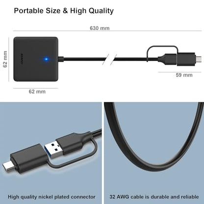 Memory Card Reader, BENFEI 4in1 USB 3.0 and USB-C to SD Micro SD MS CF Card Reader Adapter, 4 Cards Simultaneously Read and Write, Compatible with iPhone 15 Series, MacBook Pro/Air 2023, and More - color: 4in1