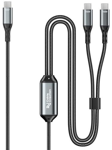 CableCreation USB C Cable 2-in-1, Long 6ft USBC to Dual USB-C, USB C 140W Max PD Charging Type C Splitter for iPhone 16/15, MacBook, iPad, Carplay&Android Auto,Cellphone,Tablet and All USBC Device - size: 6 FT