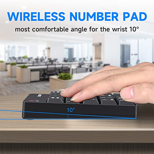 MOFII Number Pad - Black Wireless 2.4G Numeric Keypad Silent 19 Keys USB Keypads, Portable Financial Accounting Numpad 10 Key for Laptop/Notebook/Surface Pro/PC - color: Black-B