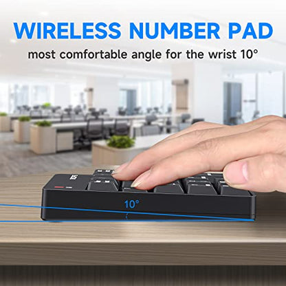 MOFII Number Pad - Black Wireless 2.4G Numeric Keypad Silent 19 Keys USB Keypads, Portable Financial Accounting Numpad 10 Key for Laptop/Notebook/Surface Pro/PC - color: Black-B