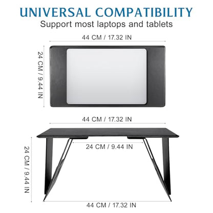 PRETYZOOM Foldable Lap Desk for Bed and Couch, Portable Laptop and Tablet Stand with 4 Adjustable Angles, Non-Slip PU Leather Bed Tray for Reading, Browsing, Streaming, Fits Laptops up to 17 Inches