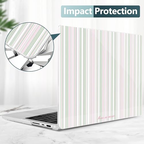 TWOLSKOO Compatible with MacBook Pro 14 inch Case M5 2026 2025-2021 Release M4 M3 M2 M1 Pro/Max Chip, Plastic Hard Shell & Keyboard Cover & USB C to USB Adapter & Screen Film, Pastel Stripes - color: Pastel Stripes