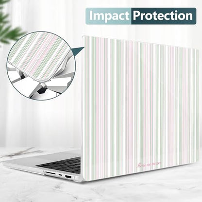 TWOLSKOO Compatible with MacBook Pro 14 inch Case M5 2026 2025-2021 Release M4 M3 M2 M1 Pro/Max Chip, Plastic Hard Shell & Keyboard Cover & USB C to USB Adapter & Screen Film, Pastel Stripes - color: Pastel Stripes