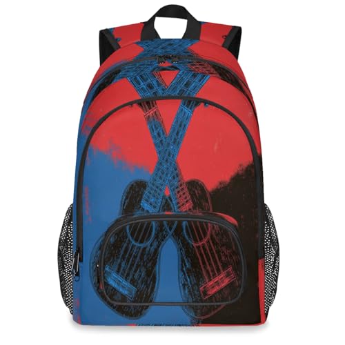 Guitar Rock Music Large Backpack for Women and Men Waterproof Travel Laptop Backpack Lightweight Business Work Daypack Fits 17 Inch Computer - color: Multicolor 6