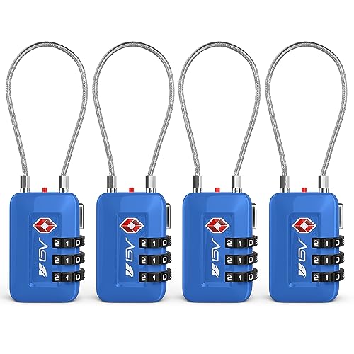 TSA Accpeted Luggage Travel Lock, Set-Your-Own Combination Lock for School Gym Locker, Luggage Suitcase Baggage Locks, Filing Cabinets, Toolbox, Case (Blue, 4 Pack) - color: Blue 4-Pack