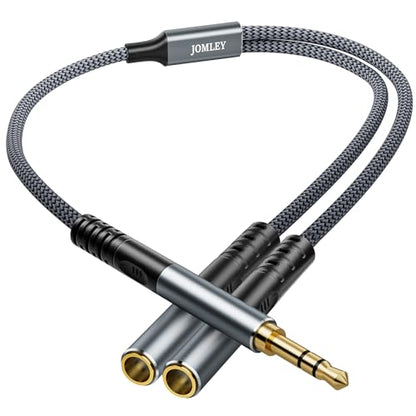 Headphone Splitter 1.6ft(0.5m), Audio Splitter 3.5mm 1 Male to 2 Female Adapter, Nylon-Braided 3.5mm Dual Headphone Jack Extension Cable for Headset, Smartphone, Tablet, Laptop - size: 0.5 meter