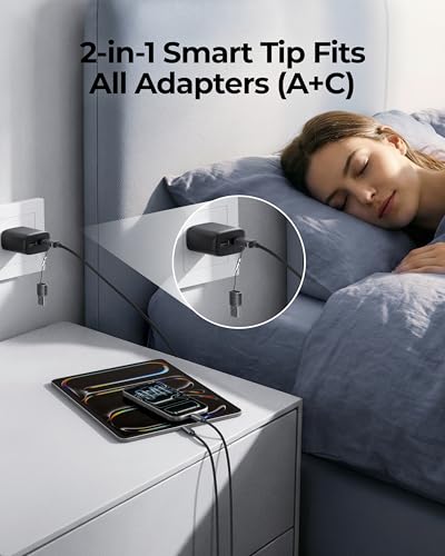 100W Fast Charging Cable 2-in-1 with USB-C & Lighting | Detachable Tip USB-C&A for iPhone 17/16/15/14, iPad, iPod, MacBook Pro/Air, Galaxy, Power 2 Devices at Once (3.94ft)