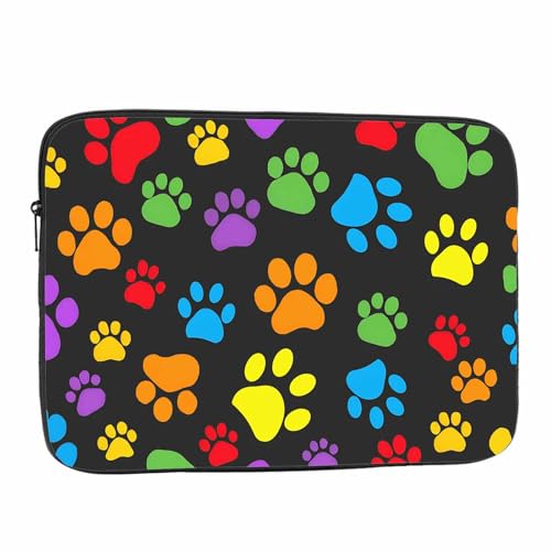 Laptop Sleeve Bag 15.4 15.6 Inch,Colorful Dog Paw Print Protective Polyester Computer Cases Laptop Cover Briefcase Bag Tablet Travel Cover - color: LPS-019