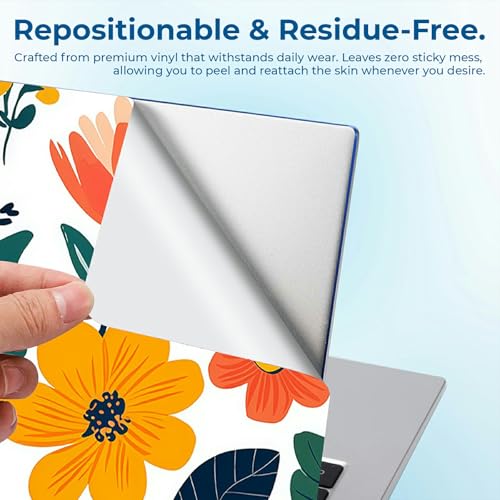 Reusable Universal Laptop Skin Sticker, Cut to Fit for 11.6–15.6 Inch Laptops, Waterproof Protective Film, No-Residue - Floral Garden - color: Floral Garden