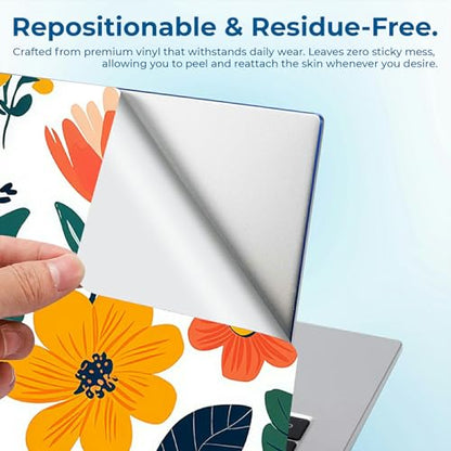 Reusable Universal Laptop Skin Sticker, Cut to Fit for 11.6–15.6 Inch Laptops, Waterproof Protective Film, No-Residue - Floral Garden - color: Floral Garden