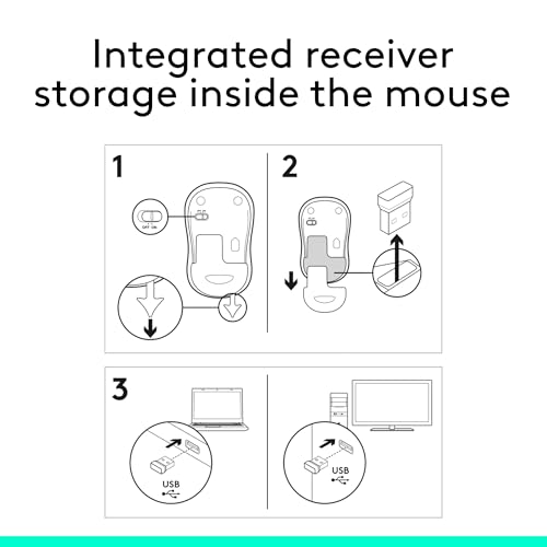 Logitech M185 Compact Ambidextrous 2.4 GHz Wireless Mouse - Swift Grey | Ambidextrous mouse with 2.4 GHz USB-A Nano Receiver, Optical Tracking, 12-Months Battery Life, PC, Mac, Laptop compatible - color: Swift Grey, size: 1 Pack, style: USB Receiver