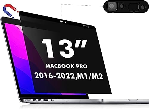 PYS Privacy Screen for MacBook Pro 13.3 Inch Laptop (2016-2022 M1/M2) – Magnetic Anti-Spy Security Filter with Webcam Cover Slider, Easy On/Off & Touch Bar Compatibility for MacBook Pro 13 inch Laptops - size: MacBook Pro/Air 13“