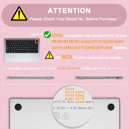 MOSISO Compatible with MacBook Pro 14 inch Case M5 M4 M3 M2 M1 2026-2021 | Ultra-Thin Seamlessly Closes Crack-Resistant Protective Hard Matte Shell&Keyboard Cover, Baby Pink - color: Baby Pink