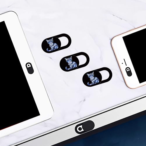 3pcs Plastic Camera Cover Webcam Cover Blue Stained Glass Cat Shutter Slider for PC Laptops Phone Lens Sticker for Privacy Protection. Ideal Gift for Christmas, Birthday, Anniversary Day - color: Colorful-10