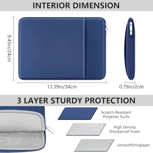 14 Inch Laptop Sleeve Shockproof Padded Carrying Case Computer Protective Cover Bag with Pocket Compatible with 14 Inch Acer ASUS HP Dell Chromebook Thinkpad Notebook, Navy Blue - color: Navy Blue, size: 14"