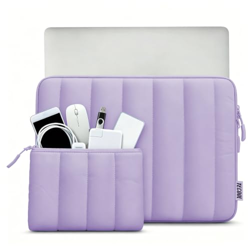 TECOOL Puffy Laptop Case 13.3 inch,13 MacBook Neo Sleeve with Small Bag | 13.-13.3 inch Laptop sleeve for MacBook Air 13 inch M5(2026) M4 M3 M2 M1,Mac Pro 13/Pro 14 Waterproof Notebook Sleeve,Purple - color: Purple, size: 13.3 Inch