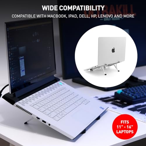 NSMO Laptop Stand – Adjustable Aluminum Portable Laptop Stand with 5-Level Height Settings, Ergonomic Design, Heat Dissipation, Non-Slip Support, Compact Travel Riser for 11”-16” Laptops