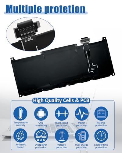 55Wh MN79H Battery Replacement for Dell XPS 9320, XPS 13 Plus 9320, XPS 13 9340 9345 Series Notebook XPS9320-7523BLK-PUS XPS9320-7585SLV-PUS, J7H5M 0J7H5M NXRKW 0NXRKW - size: 9.44*3.89*0.15 inch MN79H