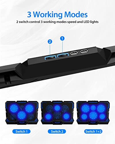 Laptop Cooling Pad, RGB Colorful Laptop Cooler 6 Quiet Fans & 2 Big Fans
