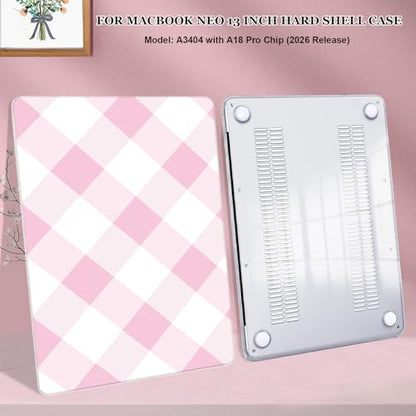 for MacBook Neo 13 inch Case 2026 A3404 with A18 Pro Chip, Anti-Scratch Pattern Plastic Hard Shell Case & Keyboard Cover & Screen Protector for MacBook Neo Case, Pink Checkered - color: Pink Checkered