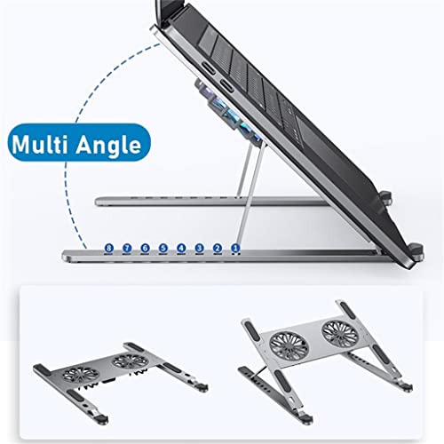 Aluminum Adjustable Laptop Stand for Tablet Notebook Cooling Fan Pad Portable Base - color: D