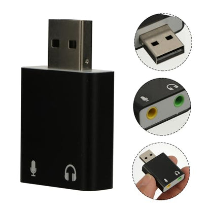 Aluminum USB External Sound Card Adapter with Channel Stereo Audio Headphone and Microphone Jack for Laptop Desktop Portable USB Audio Interface for Plug and Play Music Playback