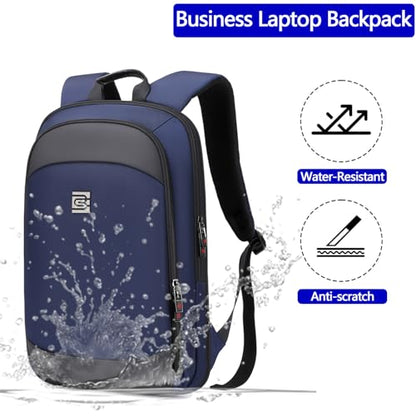 Business Backpack for Men 15.6 Inch,Slim & Expandable Waterproof Travel Laptop Backpack - color: Blue