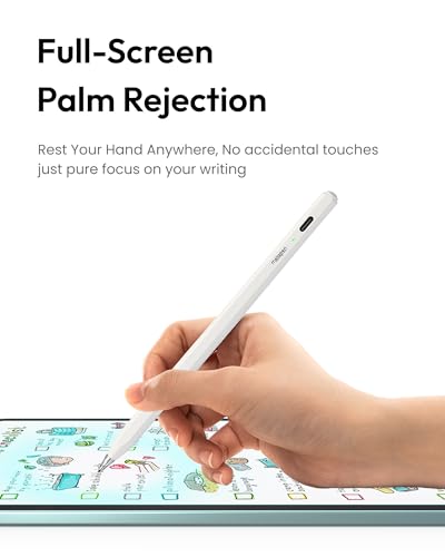 Metapen Pencil Air8 Pro for iPad 2018-2026, Ultra-Quiet, 2X Fast Charging, Palm Rejection Stylus Pen for iPad a16/11/10/9/8/7/6th Gen, Pro 12.9/11/13-inch M4, Air 3/4/5/M2/M3/M4, Mini 5/6th - style: Air8 Pro