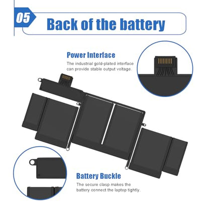 A1582 A1502 MacBook pro Laptop Battery Replacement for MacBook Pro 13 Inch Retina A1502 (Early 2015 Mid 2014 Late 2013) Laptop Battery A1493 A1582 [6559mAh 11.42V 74.9Wh] - size: 11.25*4.13*0.32 inch A1582
