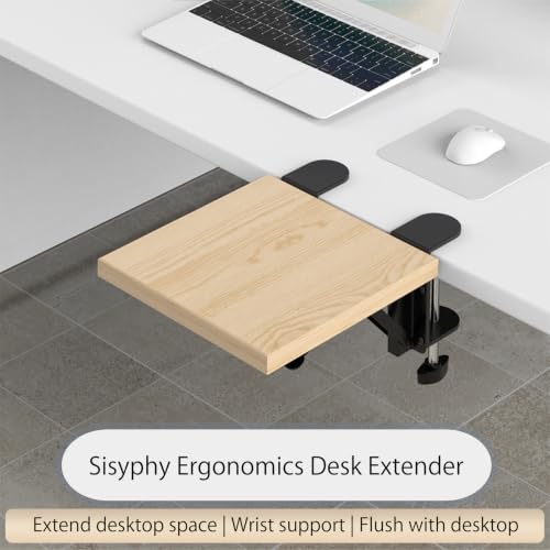 Sisyphy Ergonomics Desk Extender Tray, 9.5x9.1" Punch-Free Clamp on, Foldable Keyboard Drawer Tray, Table Mount Arm Wrist Rest Shelf, Computer Elbow Arm Support - color: Maple, size: 9.1*9.5"(23cm*24m)