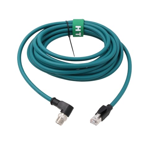 Camera Sensor M12 Ethernet 8 Pin X-Coded RJ45 Cable CAT7e for Cognex Basler Baumer Keyence Industrial Automation Control PLC, Right Angle High Speed 30M - size: 30 meter