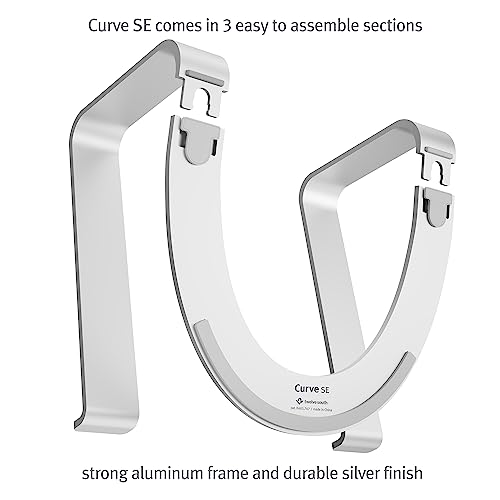 Twelve South Curve SE, Ergonomic Aluminum Laptop and MacBook Stand, Silver | Designed with Anti-Slip Silicone to Prevent Scratching, Compatible with 11" to 17” laptops, Desktop Setup for Video Calls