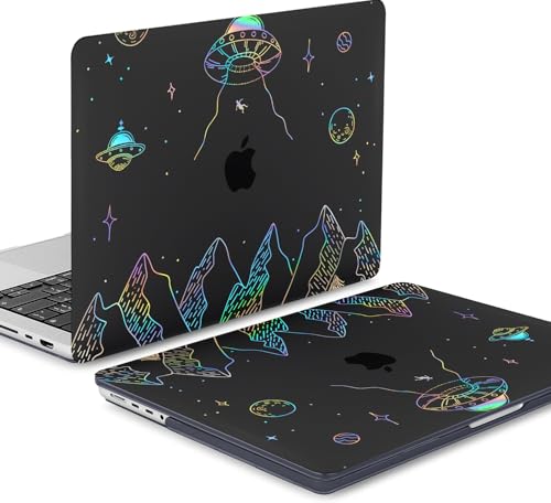Clear Black Case for MacBook Air 13 inch 2021-2018 M1 A2337 A2179 A1932, Plastic Hard Shell Case & Keyboard Cover for MacBook Air 13.3 inch, Planet - color: Clear Black Planet