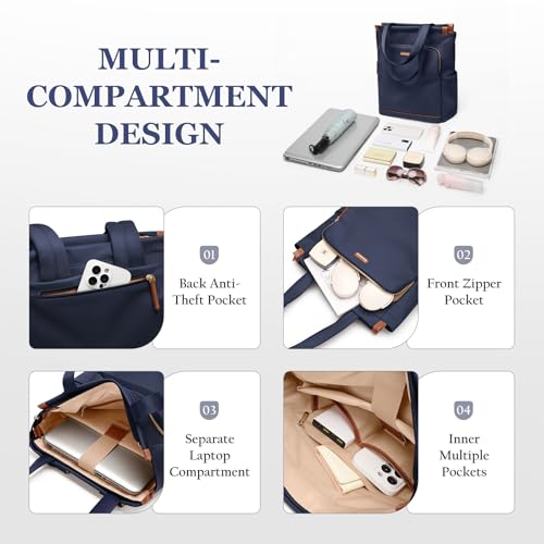 GOLF SUPAGS Convertible Laptop Backpack for Women Casual Daypack Notebook Tote Bag for Work College Travel Leisure (Navy Blue) - color: Navy Blue