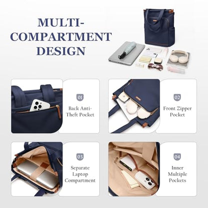 GOLF SUPAGS Convertible Laptop Backpack for Women Casual Daypack Notebook Tote Bag for Work College Travel Leisure (Navy Blue) - color: Navy Blue