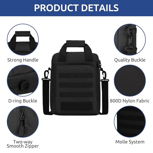 Tactical Messenger Bag, Laptop Briefcase MOLLE Shoulder Pack Handbag | Heavy Duty, Adjustable Strap, Water-resistan, Fit 14inch Tablet, Satchel Work Bag, for Outdoor, Hiking, Travel - color: Black