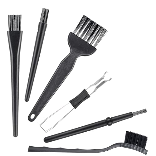 SIMPOR 6 Pcs Anti Static Brush Set with Keycap Puller, PC Computer Electronics Keyboard Cleaning Kit, Nylon Keyboard Cleaning Brush Cleaner for Mechanical Keyboard, PCB, Camera, Car Vents