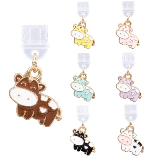 CREATCABIN 6 PCs Cow Charms for Kindle Charms for E-Reader Type C Dust Plug Compatible with Type C Charging Port Book Lover Readers Men Women Accessories E-Reader Phone Decor Gift for Men Women - style: Cow