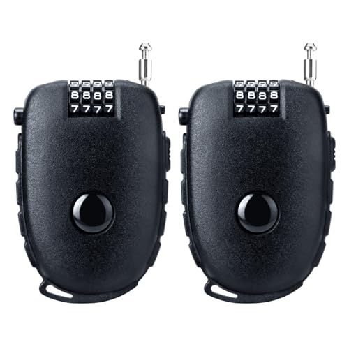 JAGASOL Motorcycle Helmet Lock, 4 Digit Combination 27.5 Inch Retractable Cable Lock for Snowboard, Bike Luggage Backpack Scooter Suitcase Ski, Small Multi-Function Secure Lock for Travel, Black 2 Pcs - color: Black 2 Pcs
