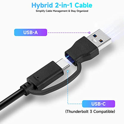 RSHTECH Powered USB Hub, USB-C/A to 7 Ports USB 3.0 Data Hub, RSH-ST07 | Aluminum USB Splitter with 2-in-1 USB A/C Cable,5V/3A Power Adapter and Individual Switches, USB Port Expander for Laptop PC - size: 7-PortUSB 3.0/USB C Hub