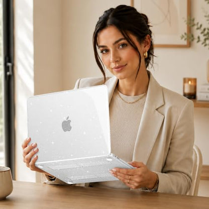 May Chen Compatible with MacBook Neo 13 inch Case 2026 Model A3404, Plastic Hard Shell,Keyboard Cover,Screen Protector,Dust Plug, for MacBook Neo 13" with A18 Pro Chip, Glitter Clear - color: Glitter Clear