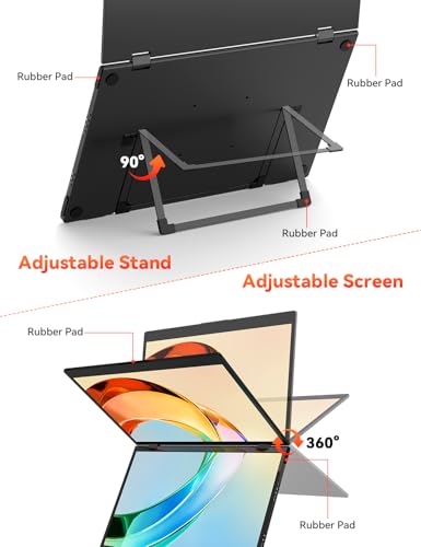 HotYeah Triple Laptop Screen Extender, 15.6" 1080P FHD IPS Folding Stacked Portable Dual Monitor, USB C Travel Extended Computer Display w/VESA, 180°Rotation, Plug & Play for Laptops (Windows Only)