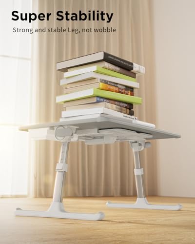 SAIJI Laptop Desk for Bed [Premium XXL Extra Large] with Upgraded Height Angle Adjustable Book Stand,Multi-Purpose Lapdesk Bed Tray Desk for Working Writing Reading Drawing (Grey) - color: Gray