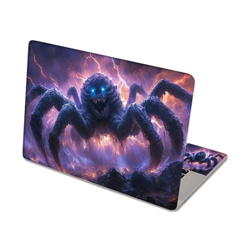 Aesthetic Laptop Skin Sticker, Frost Spider with Glowing Blue Eyes Waterproof Vinyl Laptop Decal, Removable Bubble Free, Reusable Protective Cover for 13 14 15 15.6 Inch - color: Frost Spider with Glowing Blue Eyes