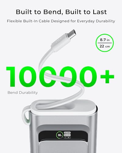 TALIX Laptop Power Bank, 20000mAh Portable Charger 190W Total Output, 3-Port Fast Charging (140W Max), Built-in USB-C Cable,High-Capacity External Battery Pack for MacBook,Dell,Computer,iPad,iPhone 17