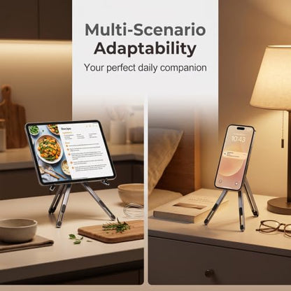 4-in-1 Foldable Laptop Stand, Magnetic Phone Stand & Selfie Stick with 180° Rotating Magnetic Head, Portable Travel Laptop Holder Tripod, 8-Level Ergonomic Height Adjustable Stand (Grey, 2 PCS) - color: Grey, size: 2 PCS