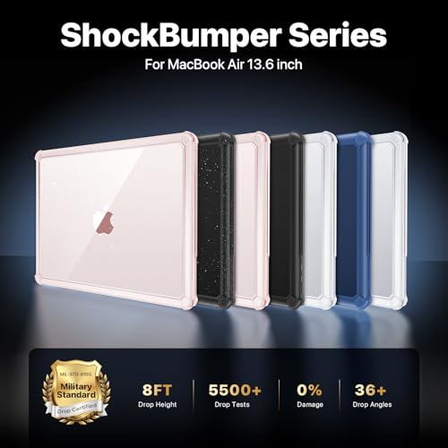 Soonjet for MacBook Air 13 inch Case | M5 M4 M3 M2 2026-2022 13.6'' | Profi ShockBumper | Military Drop Protection | Clear Hard Shell Cover | Crystal Clear - color: White